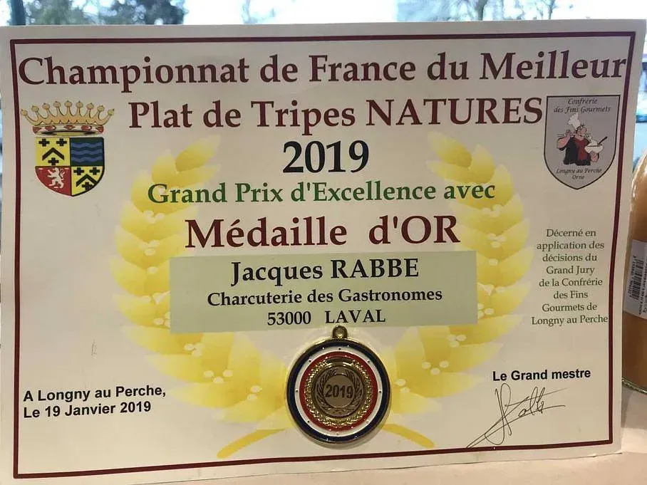 médaille d'or championnat de France du meilleur plat de tripes natures 2019